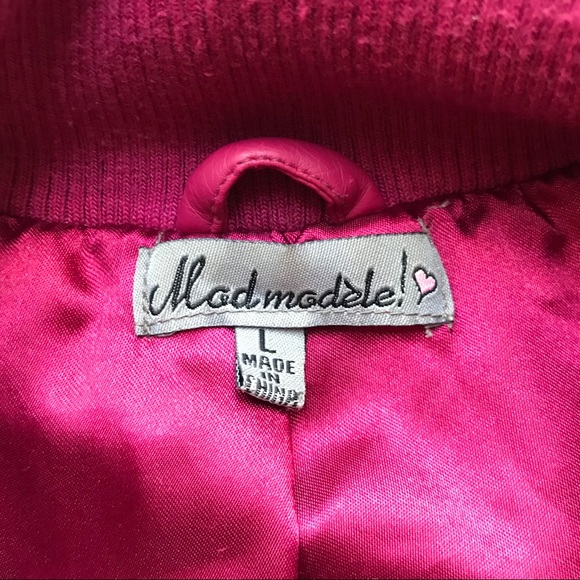 Mod Modele Magenta Faux Leather Jacket - Picture 4 of 6